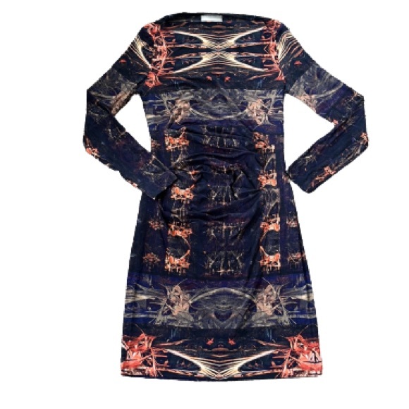 Artelier Nicole Miller Long Sleeve Patterned Dress - Picture 2 of 11